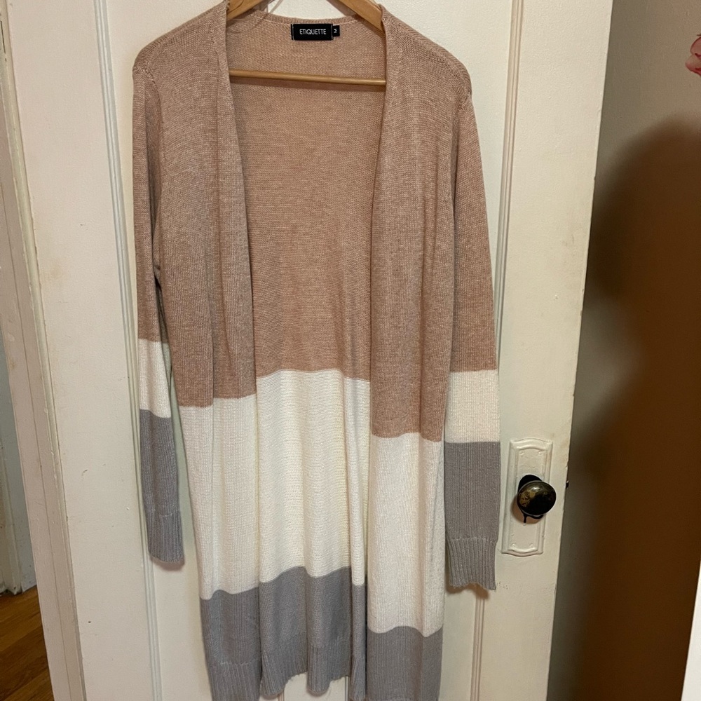 Color Block Duster Cardigan - Picture 2 of 5